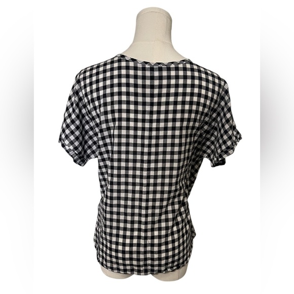 J.Crew Black and White Checkered Tie-Front Top - Picture 4 of 9
